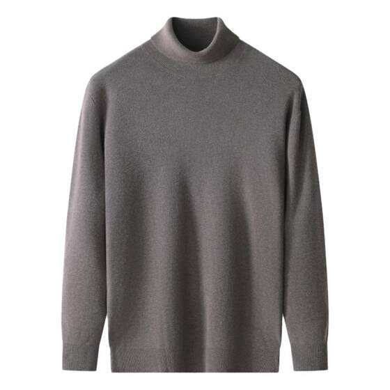 
[Superfine Wool Modal] Brown Turtleneck Sweater Men's Casual Warm Knitted Pullover Woolen Sweater Inside