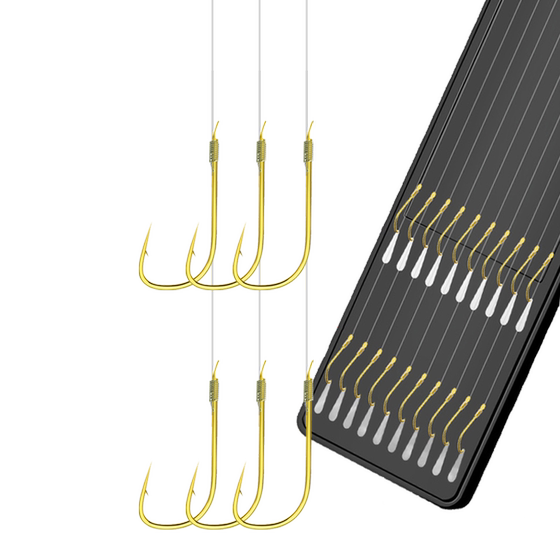 Tie the fishing hook with a short sub line, double hook, finished set of fishing sleeve hooks, golden sea Xi golden sleeve fishing gear, wild fishing crucian carp hook