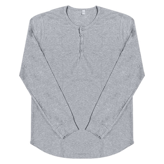 American sports long -sleeved Henry bottoming shirt men's cotton spring and autumn slimming elastic fitness T -shirt leisure top training suit
