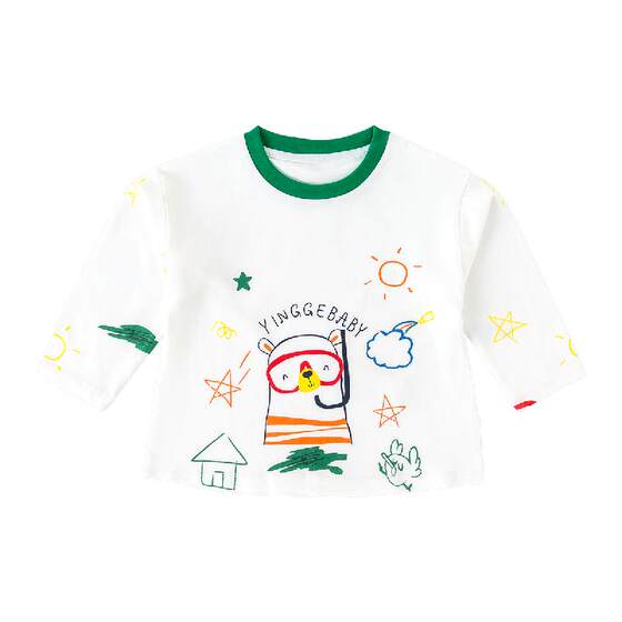 
Ingbebe boys long-sleeved T-shirt children's spring top cartoon pure cotton t-girl baby fashionable pullover base shirt