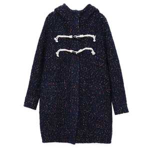 
MOVEUP Fantasy 2025 new winter style.FUN series hooded horn buckle patch pocket mid-length woolen jacket for women