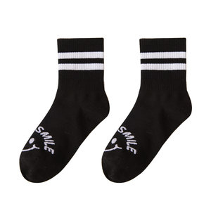
Striped socks for women spring and summer 2025 new popular smiley mid-calf socks letter socks with shark pants outer wear stockings