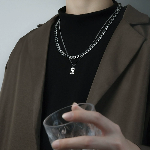Ожерелье с буквами в стиле хип-хоп, свитер, цепочка, универсальный аксессуар, подвеска из нержавеющей стали