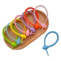 Silicone cable tie color strap harness tie wire bundling rope elastic elastic band wire handle storage keychain