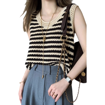 Striped hollow camisole plus size slimming