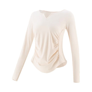 
Plus size yoga wear women's long-sleeved sports tops 2026 new V-neck slim quick-drying clothes fat mm fitness wear suit