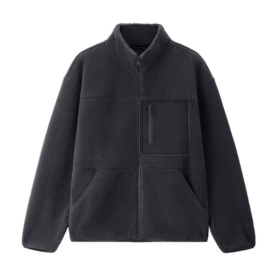 
Giordano casual jacket men's autumn and winter imitation sherpa stitching pocket stand collar Harrington jacket men 01075866