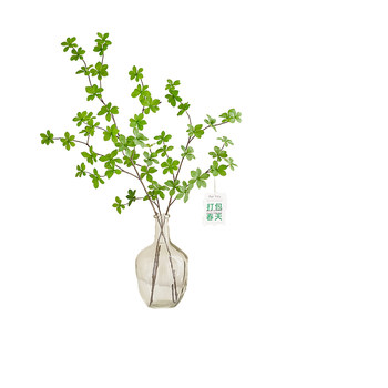 Simulation plant hanging clock horses drunk wood fake green plants living room
