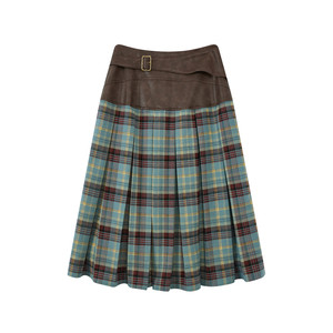
Chemical Girl Minuet College Style Pattern Splicing Midi Skirt Design Retro Autumn and Winter Skirt