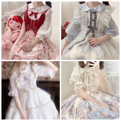 taobao agent Japanese white universal lace doll, cute jacket, Lolita style, with short sleeve
