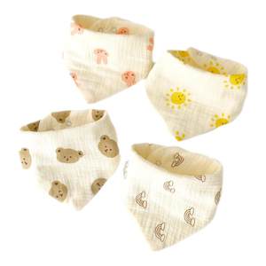 
Baby gauze triangle scarf newborn six-layer pure cotton saliva towel anti-spray baby Korean style headscarf super soft bib