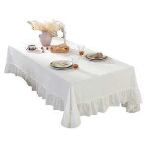 White cotton French tablecloth solid color cream style new light luxury cotton fabric coffee table desk tablecloth tablecloth