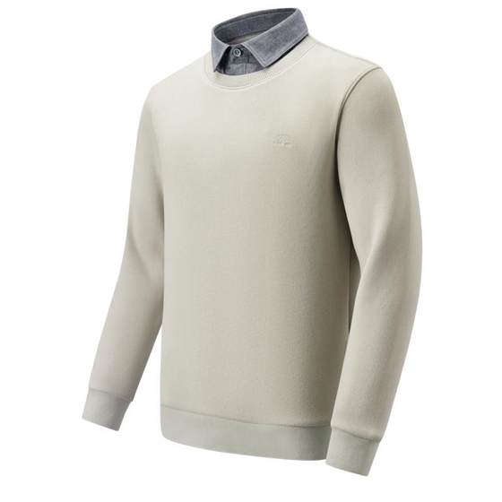 
Red bean sweater men's winter heated shirt collar thickened warm wool sweater plus velvet fake two-piece sweater for men