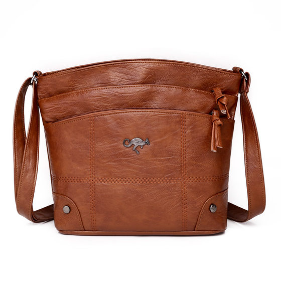 Texture Bag Crossbody New 2024 Fashion Shoulder Bag European and American Trend Soft Leather Large Capacity Women's Diagonal Straddle Retro