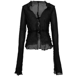 Shi Shi Sicci Spring And Summer Classic Design Thin Silk Tie Hot Girl Cardigan Black Non-sunproof Jacket