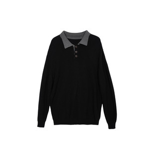 
Hualun autumn and winter textured polo collar sweater men's lapel pullover sweater men's Korean style lazy style top