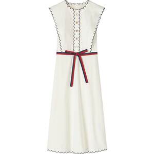 
LK BENNETT White French Dress Women's Summer Sleeveless Embroidered Cotton Literary Resort Style Long Dress