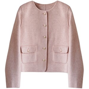 
French pink camel velvet small fragrance short wool double-sided wool coat for women in autumn and winter small loose jacket