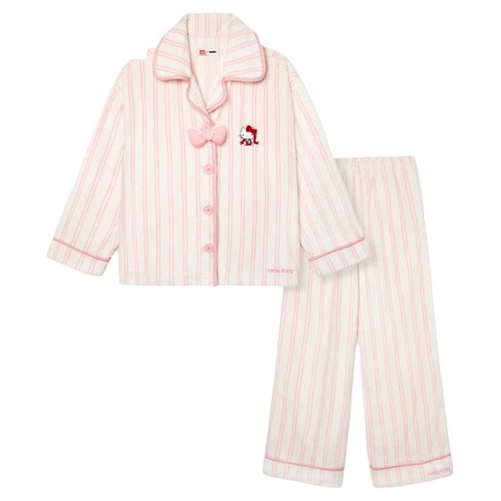 tbh Brutalist Home Hello Kitty Flannel Home Clothes Set Can Be Weared Outside Winter Pajamas for Women