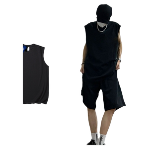 
99 yuan 6 pieces summer American heavy sports vest vest for men pure cotton couple sleeveless black round neck base shirt