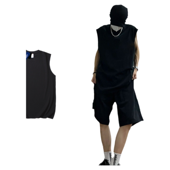 
99 yuan 6 pieces summer American heavy sports vest vest for men pure cotton couple sleeveless black round neck base shirt