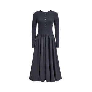 
High-waisted slim knitted dress for women 2025 autumn and winter new style French waist long bud skirt two-wear V-neck