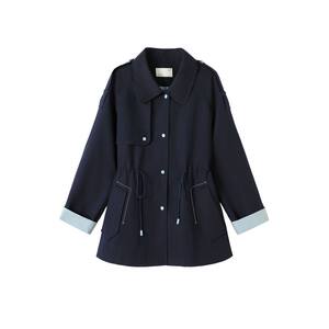 
YBAI/Yibai 2026 spring new style fashionable simple top slimming contrast color waist windbreaker jacket for women