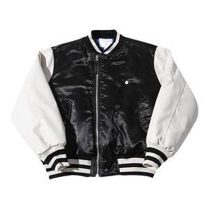 
Onceok Play Bureau Black and White Contrast Color Waterproof Casual American Retro Baseball Suit Leather Youth Couple Cotton Clothes Men