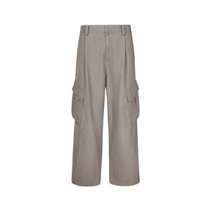 
300G 100G stonewashed cotton enzyme-washed multi-pocket overalls, comfortable semi-elastic, vintage distressed combed cotton men's pants