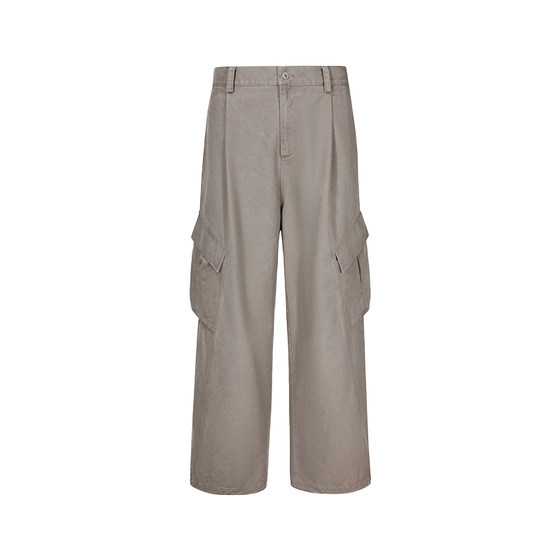 
300G 100G stonewashed cotton enzyme-washed multi-pocket overalls, comfortable semi-elastic, vintage distressed combed cotton men's pants