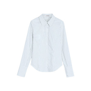 
pusumede Intelligent Roaming Salt Stripe Lapel Shirt Women's Long Sleeve Shirt Temperament Slim Fit Layer Top
