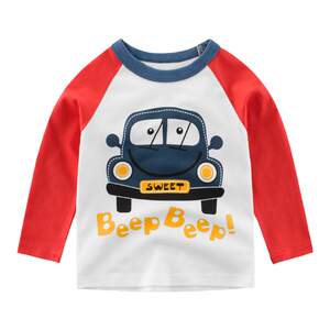 Foreign trade children's clothing net red boys long -sleeved T -shirts spring and autumn children's cartoon base shirt medium and young children's top cotton
