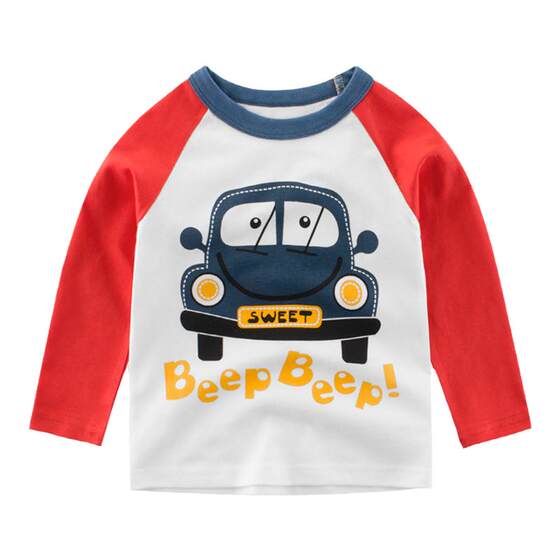 Foreign trade children's clothing net red boys long -sleeved T -shirts spring and autumn children's cartoon base shirt medium and young children's top cotton
