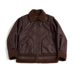 Madden Workwear American Retro B3 Bomber Leather Jacket Fur One-piece Plus Velvet Motorcycle Suede Jacket Men's Winter