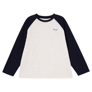 
[3.18 Ice-feel cotton long-sleeved T-shirt] Uncle Cotton girls spring and summer new contrast color raglan sleeve boys long-sleeved T-shirt
