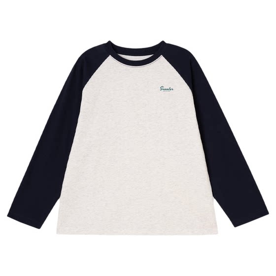 
[3.18 Ice-feel cotton long-sleeved T-shirt] Uncle Cotton girls spring and summer new contrast color raglan sleeve boys long-sleeved T-shirt