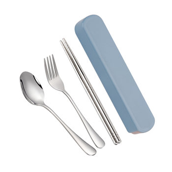 Travel student chopsticks spoon set single box fork
