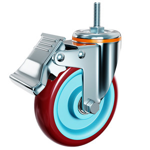 
Polyurethane screw 3 inch 4 inch 5 inch M10/12/16 extended screw 60mm castor double bearing wear-resistant universal wheel