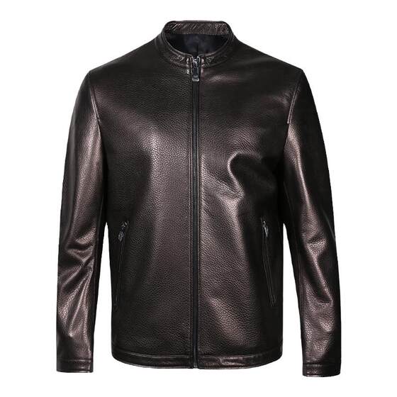 
Augustio New leather jacket for autumn in the year, men's sheepskin stand collar leather jacket for middle-aged and young people fashionable and casual