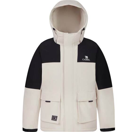 
Camel Workwear Down Jacket Men's Autumn and Winter Thickened Hooded Short Warm Cold and Windproof Jacket Women's 2025 Couple Style