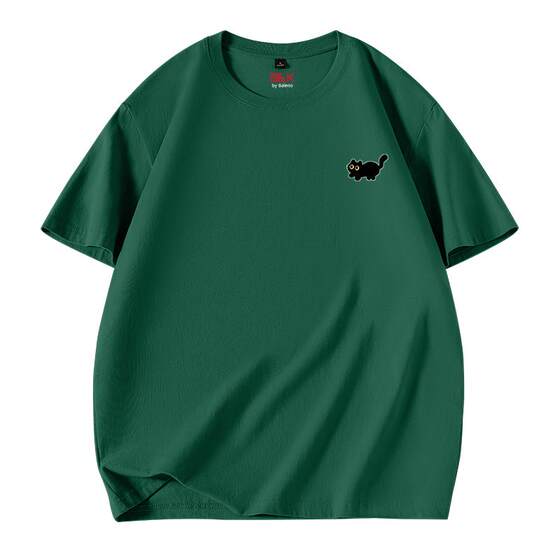 
Benny Road S/K boys' clothes dark green kitten half-sleeved summer pure cotton short-sleeved men's T-shirt autumn long-sleeved A
