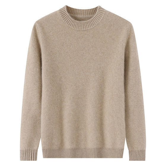 
New winter thickened 100% pure cashmere sweater men's half turtleneck sweater men's loose knitted bottoming shirt