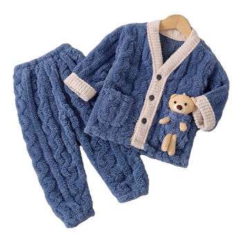 Autumn and winter boys coral velvet pajamas
