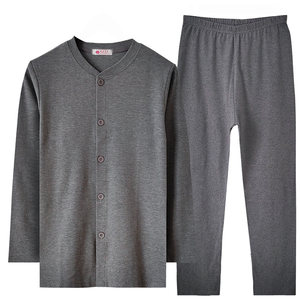 
Middle-aged and elderly pure cotton autumn clothes and long-sleeved pants suit men's large-size cardigan dad long-sleeved T-shirt grandpa thermal underwear