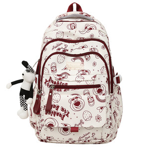 Schoolbag Girls' Senate Student Primary School Big Capacity Strawberry Bear 2024 New High School Student Traveling Light Backpack

