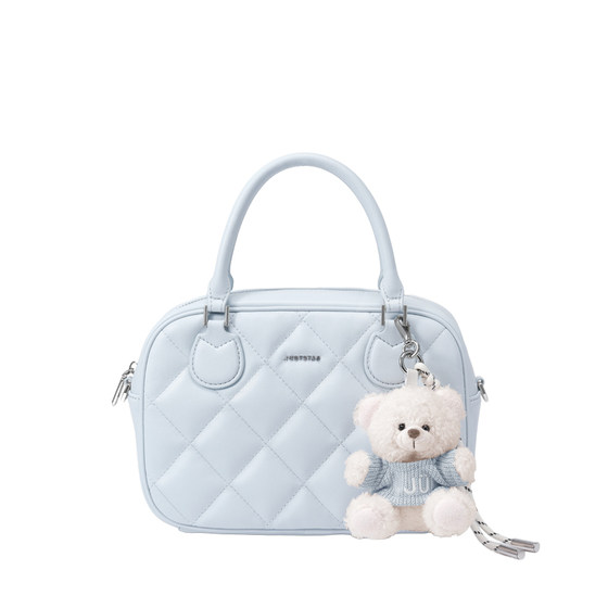 Oshina Waffle Bowling Bag 2026 New Summer Commuting Large Capacity Handheld Women's Bag Blue Boston Bag