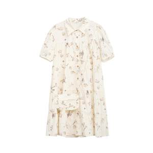 
Zihan printed shirt dress for women in summer new style literary sweet Sensual short-sleeved single-breasted loose A-line skirt