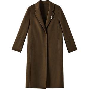 
YINER specializes in women's winter temperament mid-length suit collar silk wool blend double-sided woolen coat
