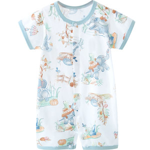 
Baby jumpsuit, summer thin baby pure cotton short-sleeved romper, home clothes, pajamas, newborn clothes