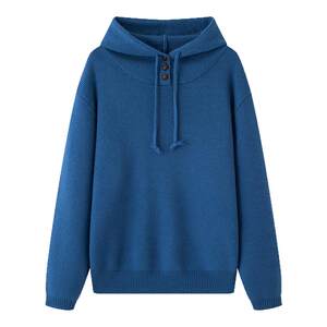 
Painting style drawwind hooded sweater for women 2025 autumn and winter new commuter solid color knitted top hoodie jacket